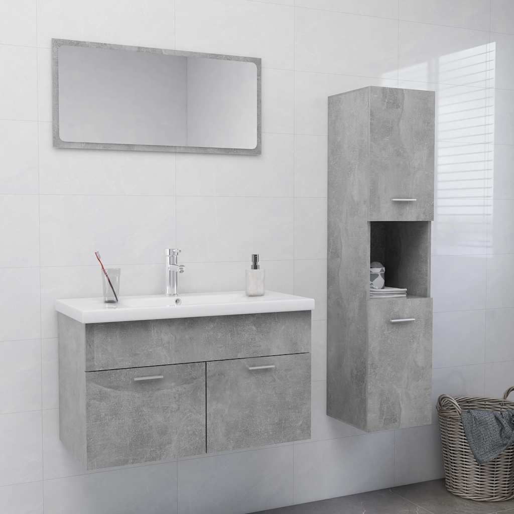 Set Mobili da Bagno Grigio Cemento in Legno Multistrato vidaXL