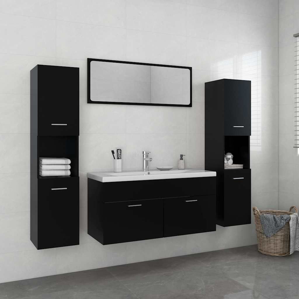 Set Mobili da Bagno Nero in Truciolato vidaXL