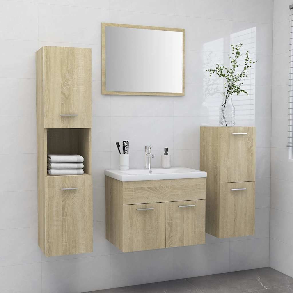 Set Mobili da Bagno Rovere Sonoma in Truciolato vidaXL