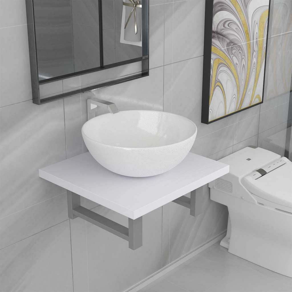 Set Mobili da Bagno 2 pz Ceramica Bianco vidaXL