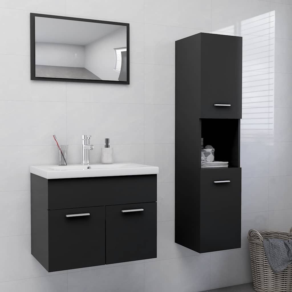 Set Mobili da Bagno Grigio in Legno Multistrato vidaXL