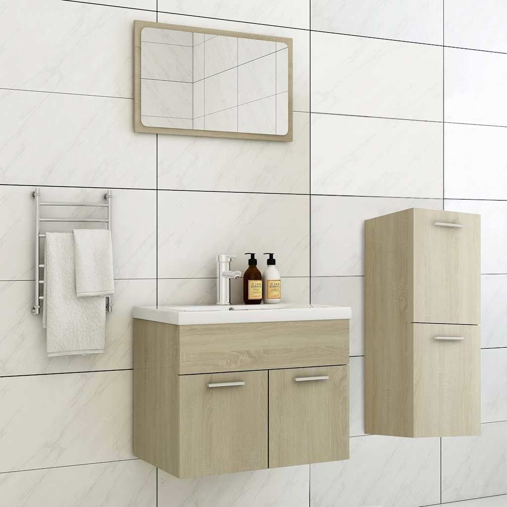 Set Mobili da Bagno Rovere Sonoma in Legno Multistrato vidaXL