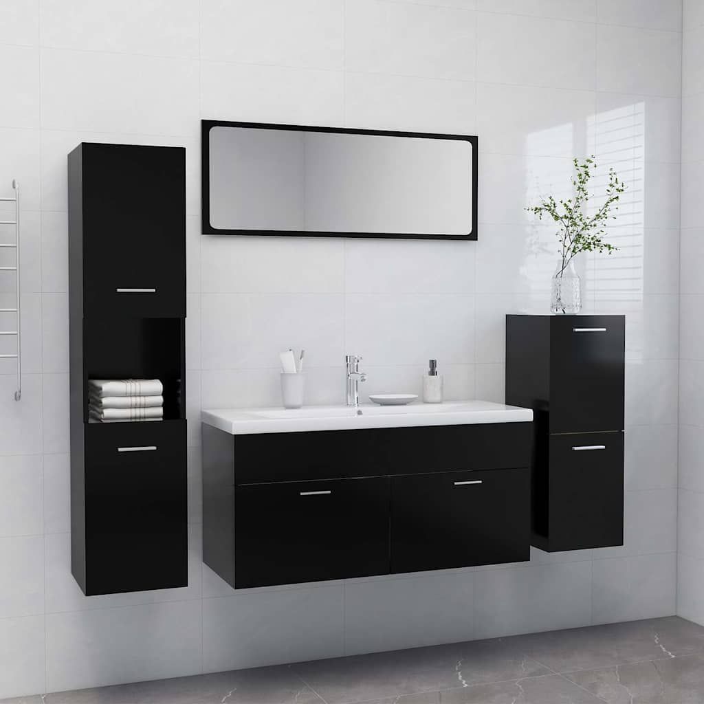 Set Mobili da Bagno Nero in Legno Multistrato vidaXL