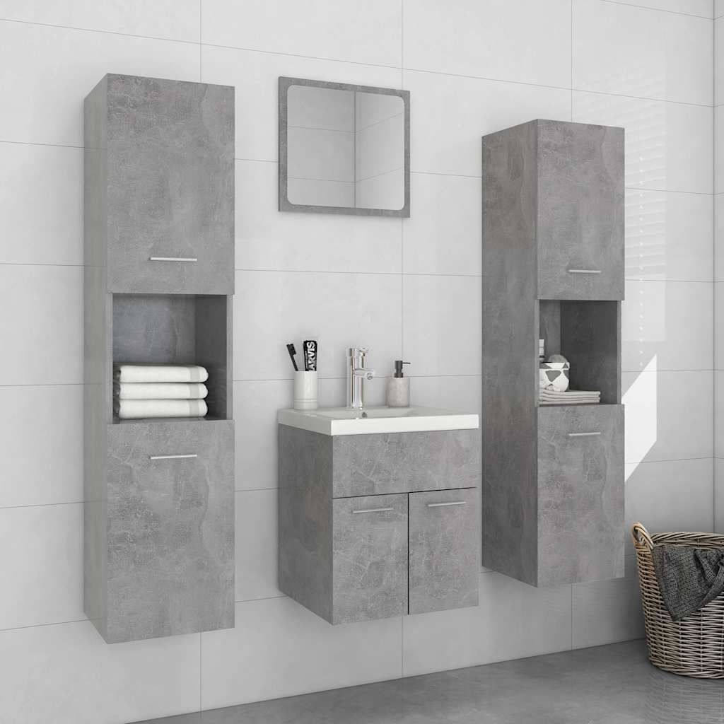 Set Mobili da Bagno Grigio Cemento in Truciolato vidaXL
