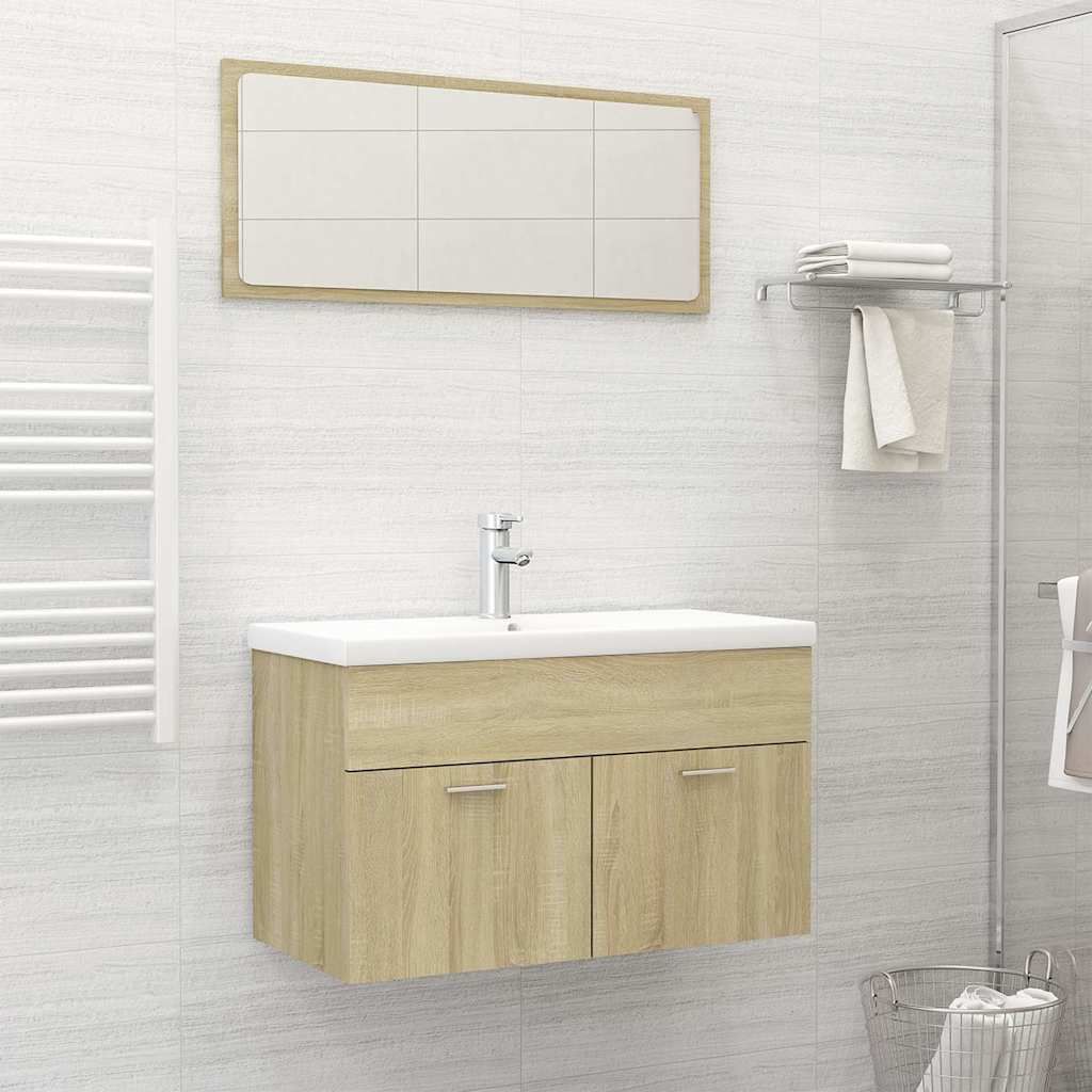 Set Mobili da Bagno Rovere Sonoma in Legno Multistrato vidaXL