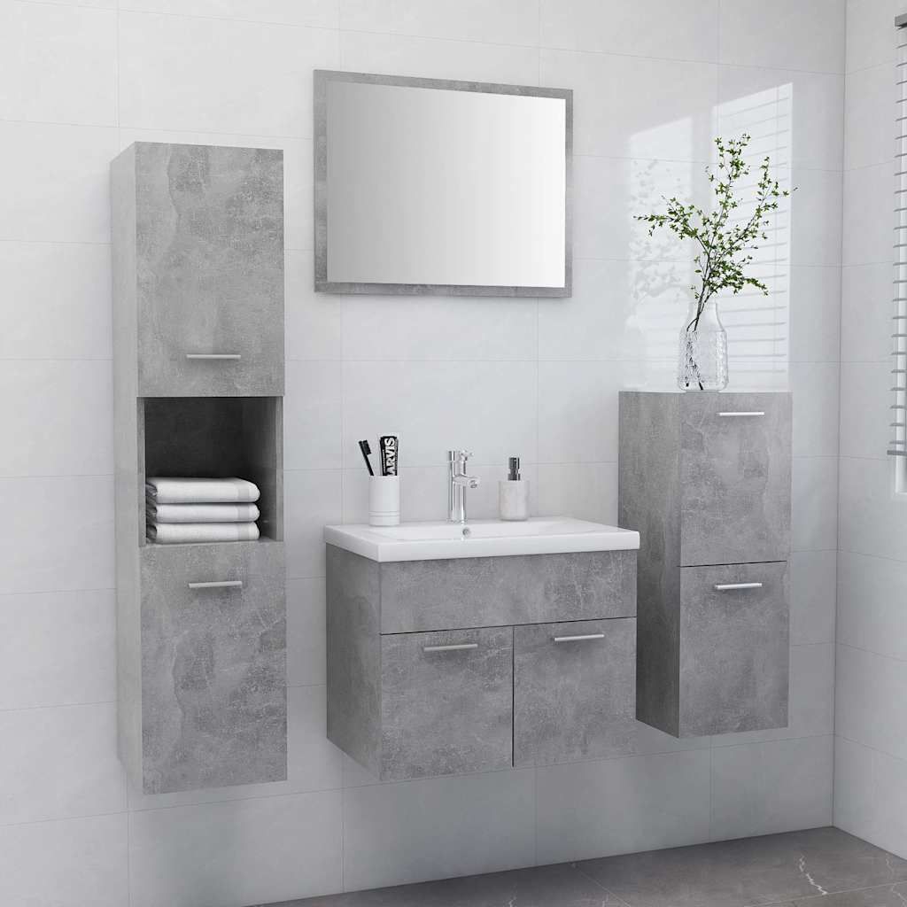 Set Mobili da Bagno Grigio Cemento in Legno Multistrato vidaXL