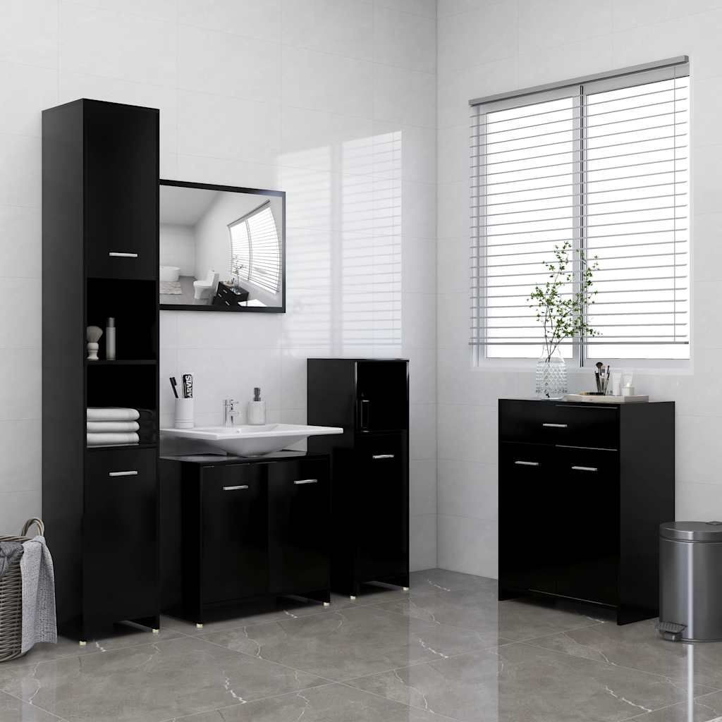 Set Mobili da Bagno 4 pz Nero vidaXL