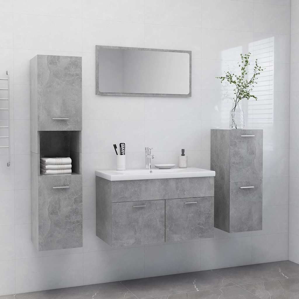 Set Mobili da Bagno Grigio Cemento in Legno Multistrato vidaXL