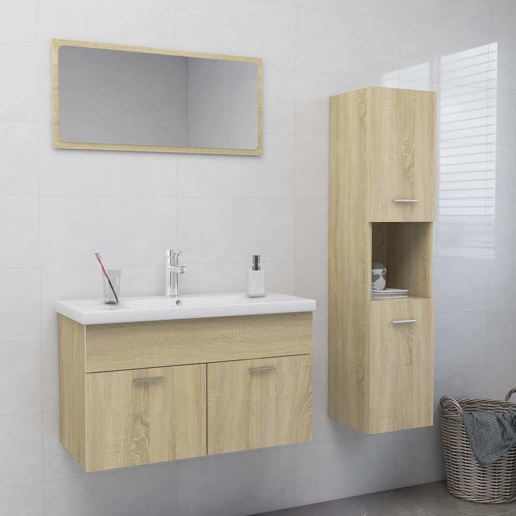 Set Mobili da Bagno Rovere Sonoma in Truciolato vidaXL