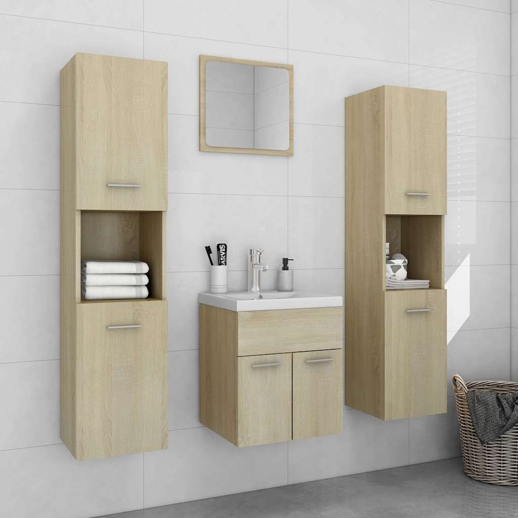 Set Mobili da Bagno Rovere Sonoma in Truciolato vidaXL