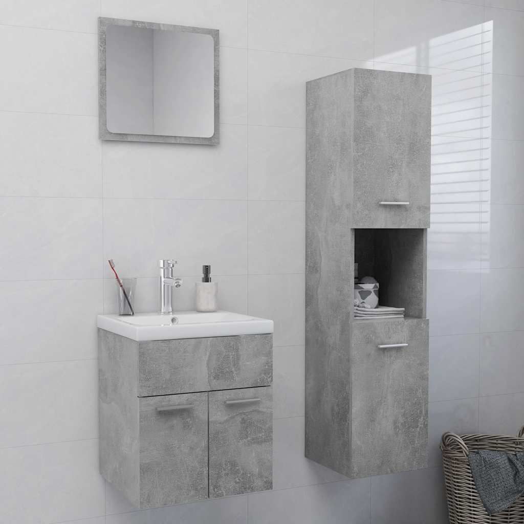 Set Mobili da Bagno Grigio Cemento in Truciolato vidaXL