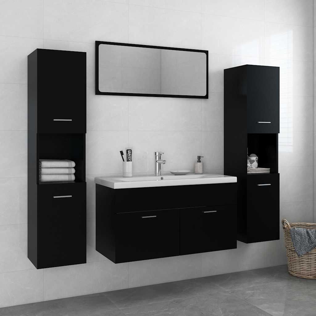 Set Mobili da Bagno Nero in Truciolato vidaXL