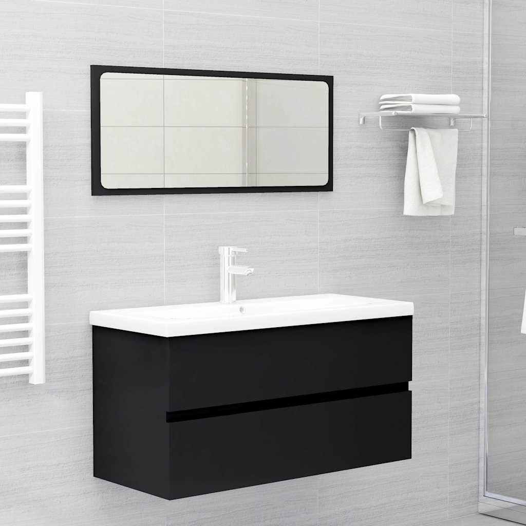 Set Mobili da Bagno Nero in Legno Multistrato vidaXL