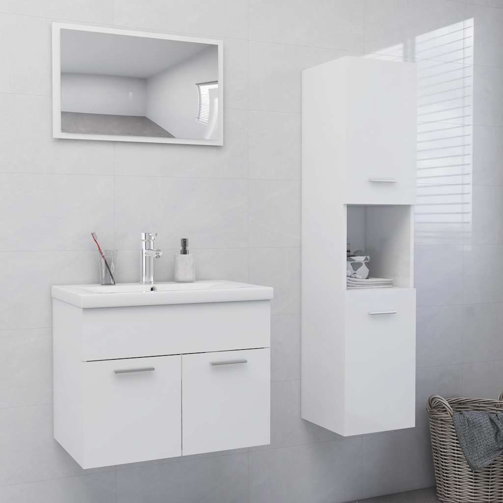 Set Mobili da Bagno Bianco Lucido in Legno Multistrato vidaXL