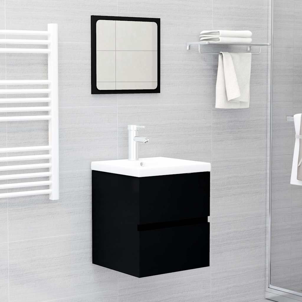 Set Mobili da Bagno Nero in Legno Multistrato vidaXL