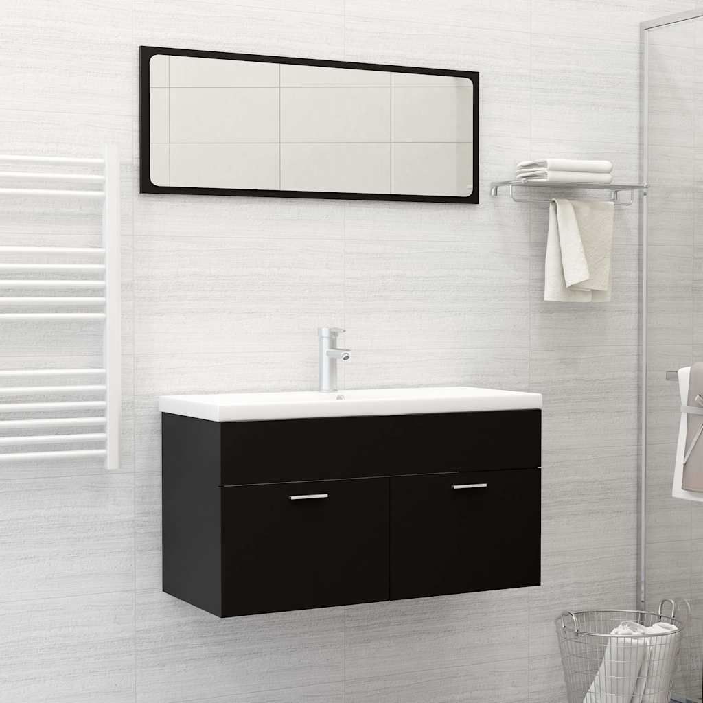 Set Mobili da Bagno Nero in Legno Multistrato vidaXL
