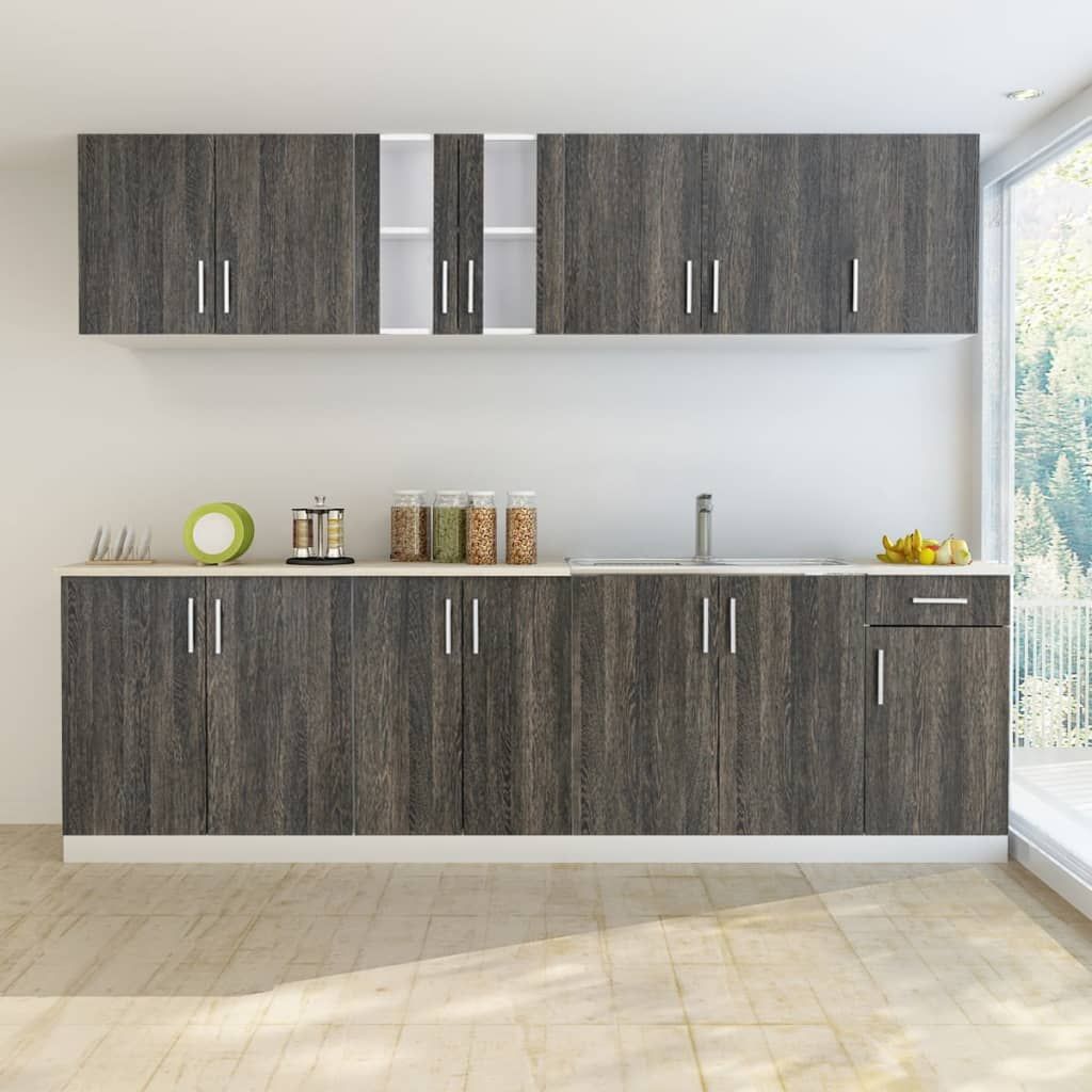 Mobili da Cucina 8 pz Unità Inferiori per Lavello Effetto Wengé vidaXL