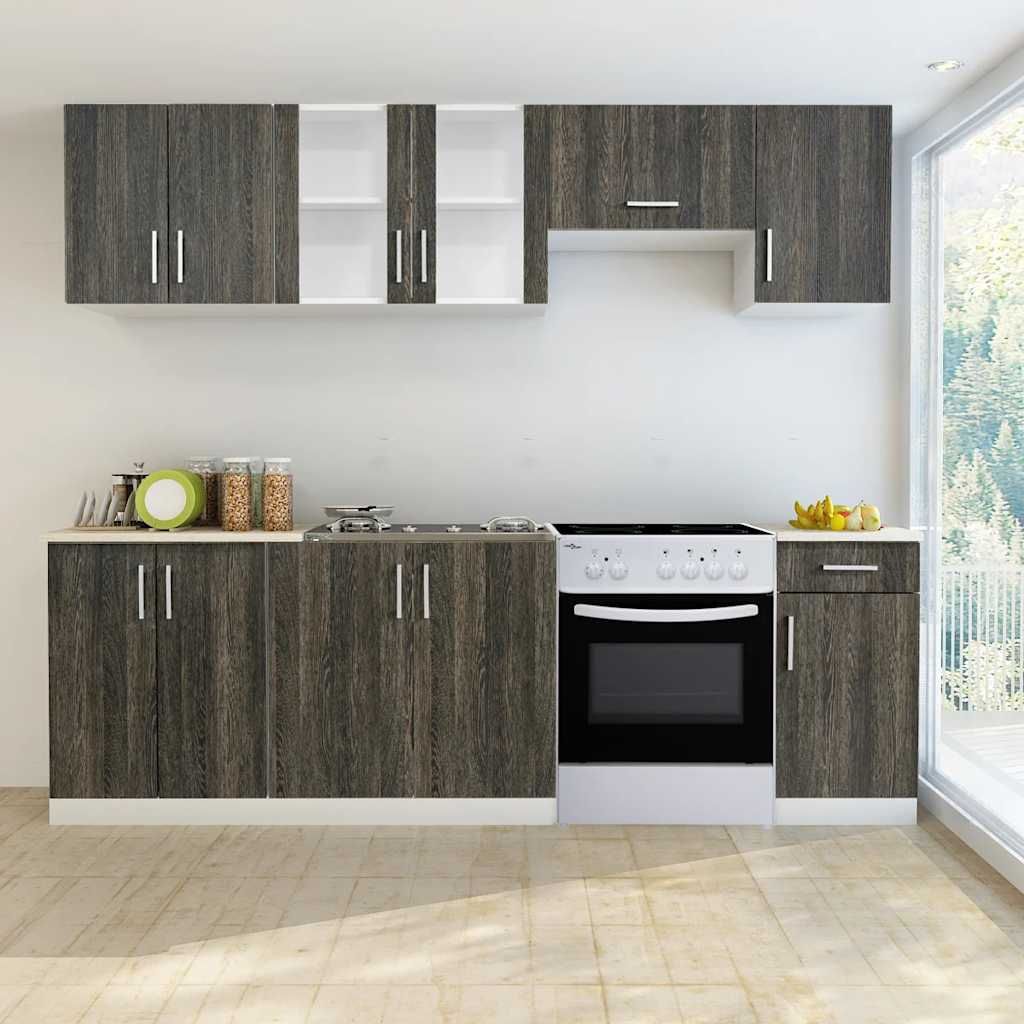 Mobili Cucina 7 pz con Forno Autoportante Aspetto Wengé vidaXL