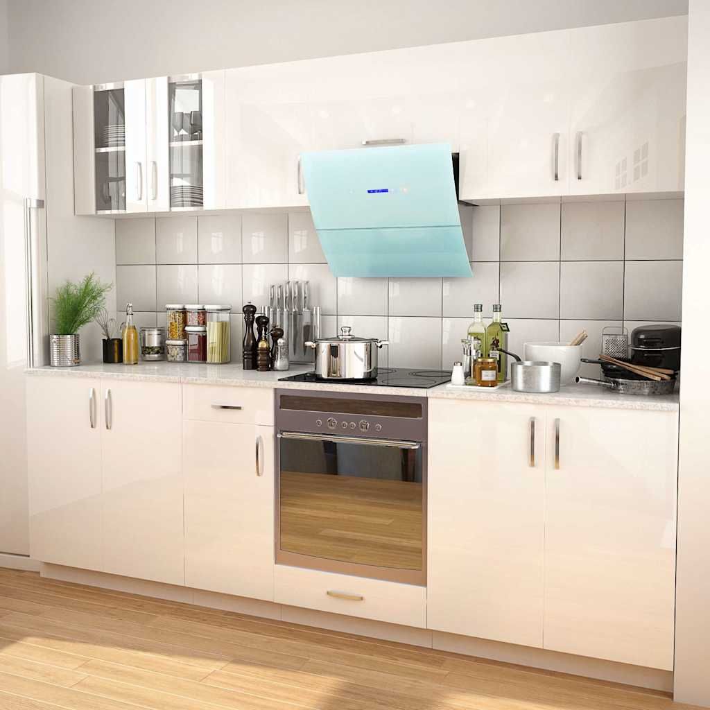 Set Mobili da Cucina 8 pz con Cappa Bianco Lucido vidaXL