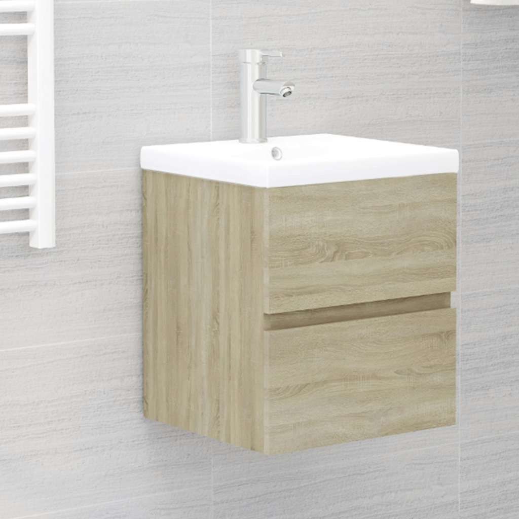Mobile con Lavabo Integrato Rovere Sonoma in Legno Multistrato vidaXL