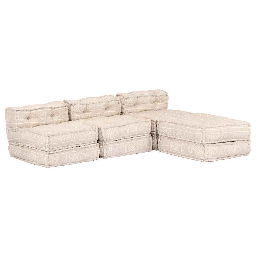 Pouf Modulare a 3 Posti Beige in Tessuto vidaXL