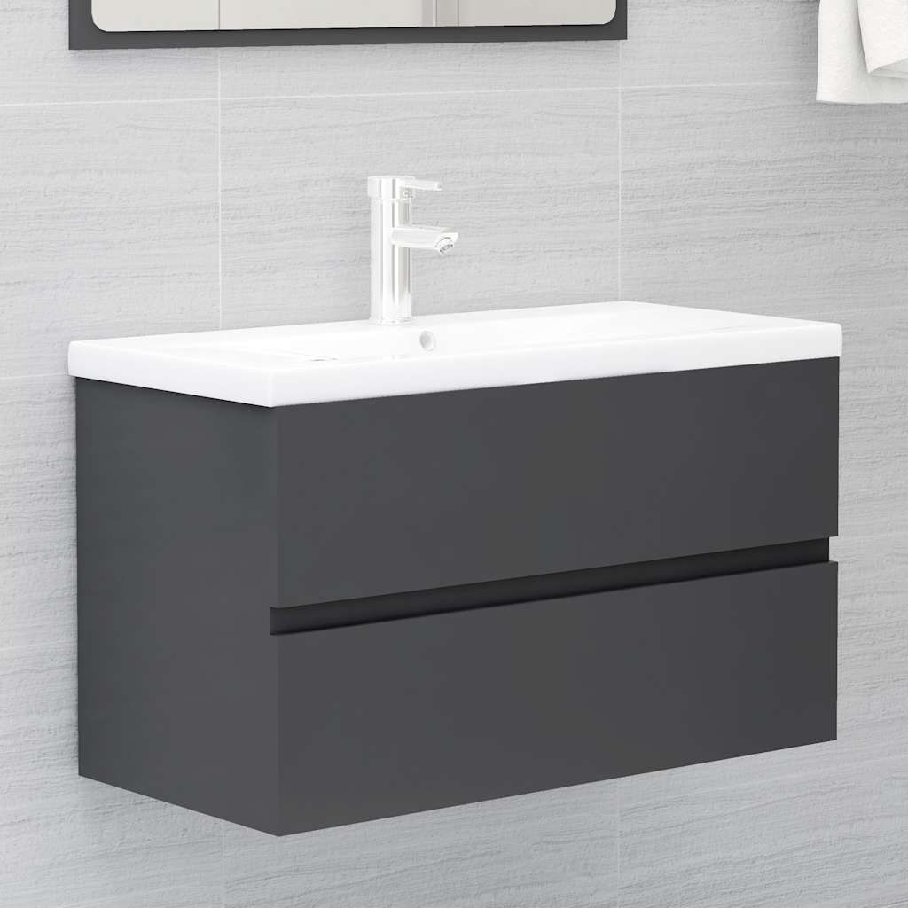 Mobile con Lavabo Integrato Grigio in Legno Multistrato vidaXL