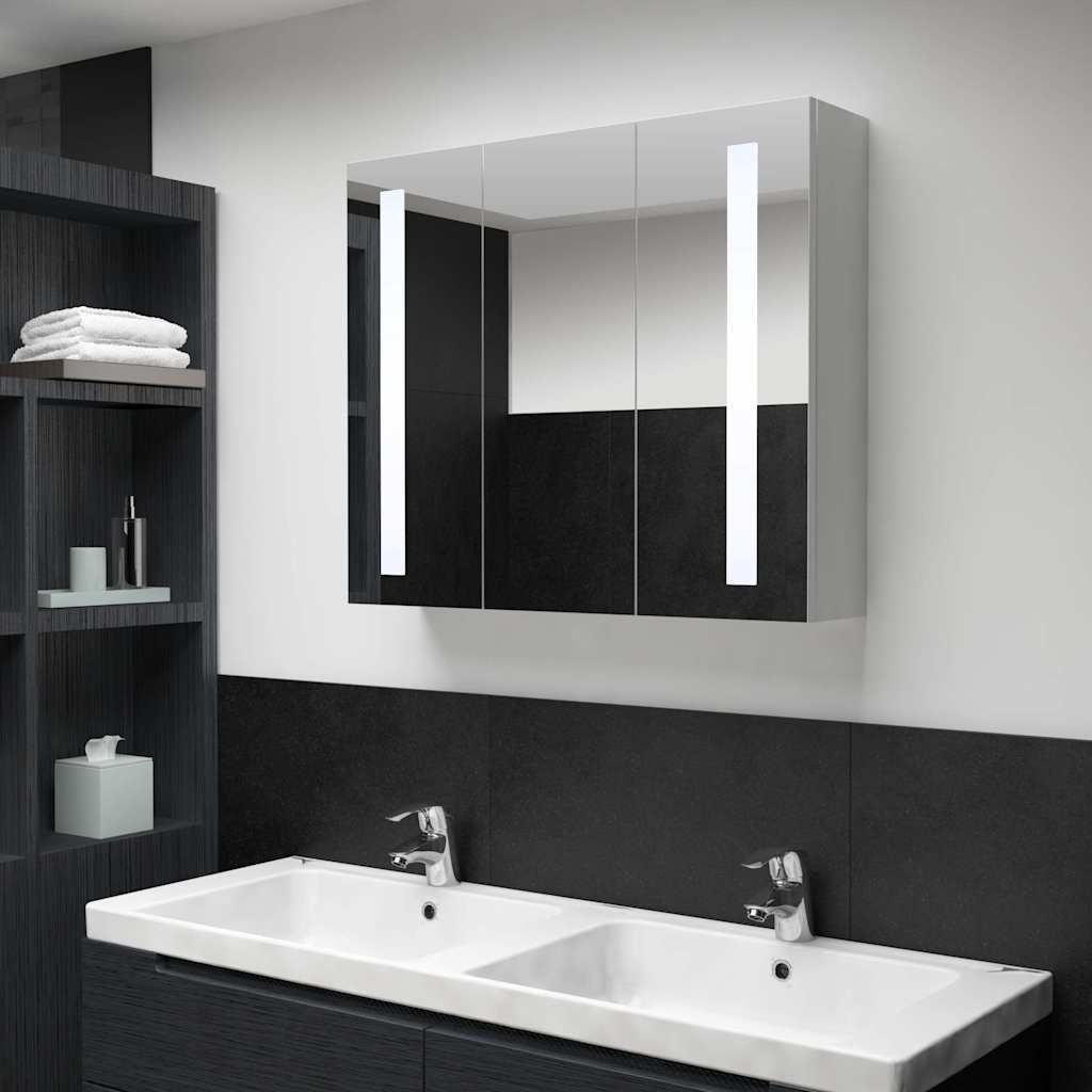 Armadietto Bagno con Specchio e LED 89x14x62 cm vidaXL