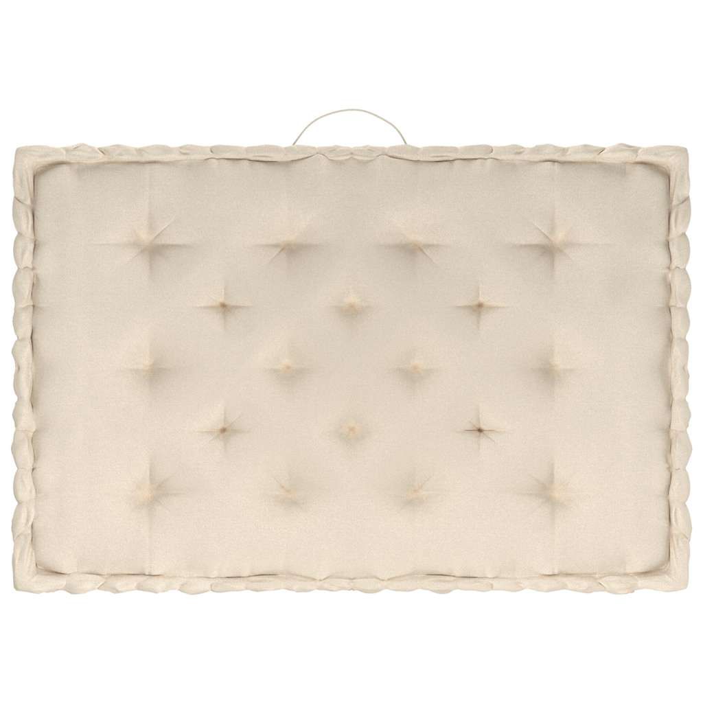 Cuscini per Pallet e Pavimento 7 pz Beige in Cotone vidaXL