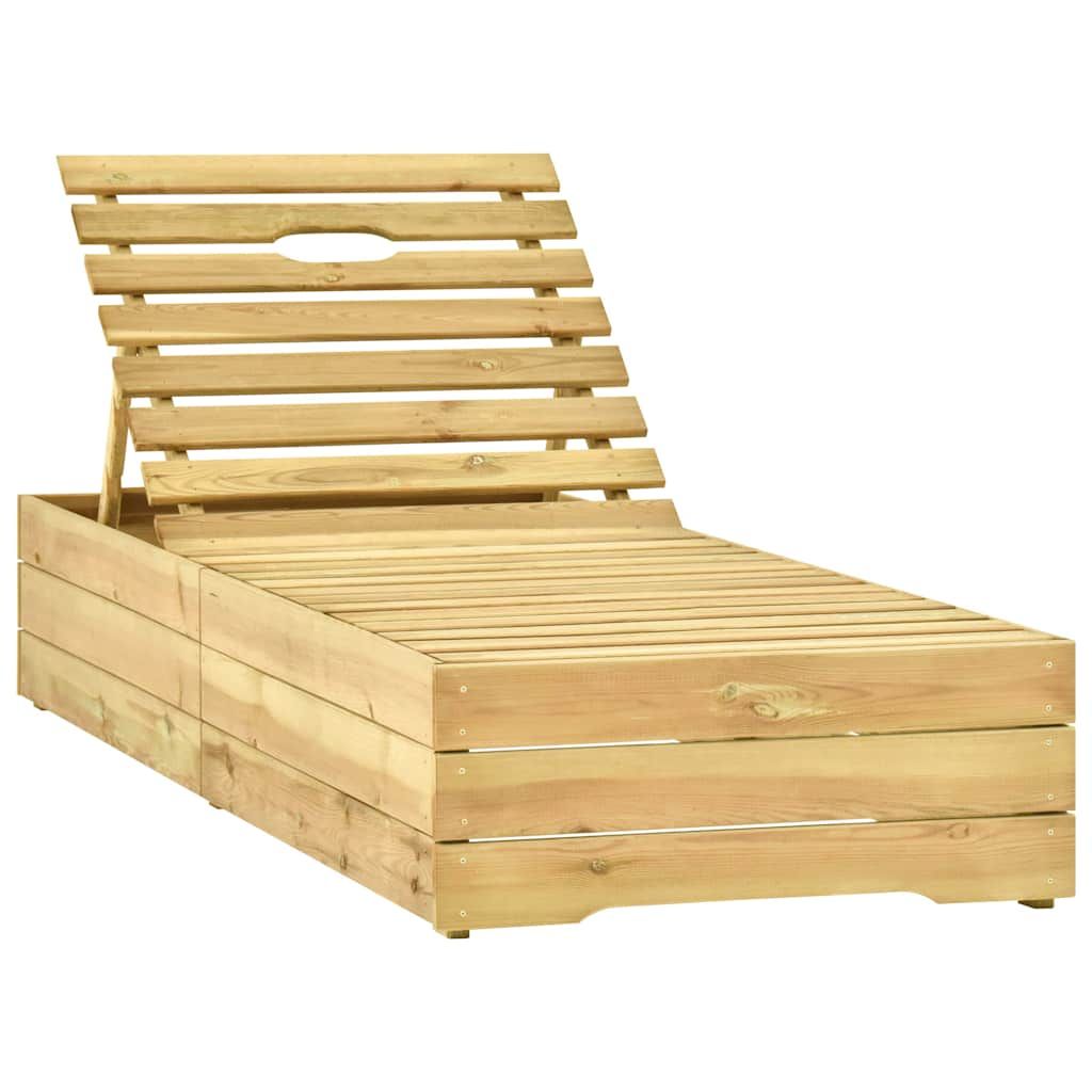 Lettino da Giardino con Cuscino Verde Legno di Pino Impregnato vidaXL