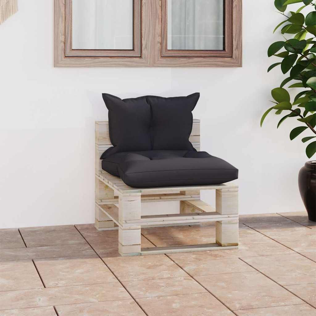 Poltrona Centrale da Giardino Pallet con Cuscini Legno di Pino vidaXL