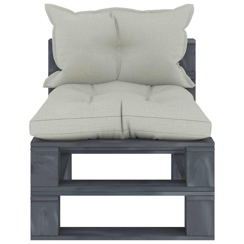 Divano Centrale Giardino in Pallet con Cuscini Beige in Legno vidaXL