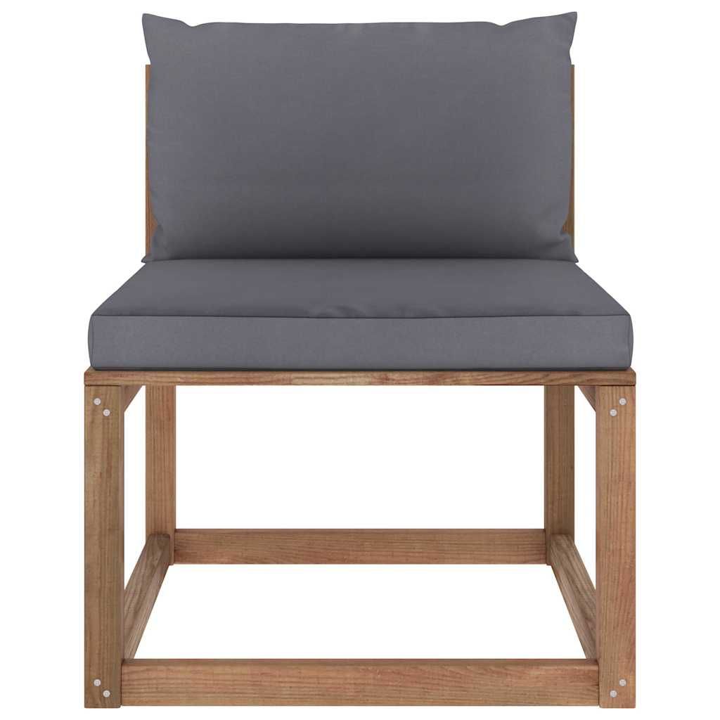 Divano Angolare da Giardino su Pallet con Cuscini Antracite vidaXL