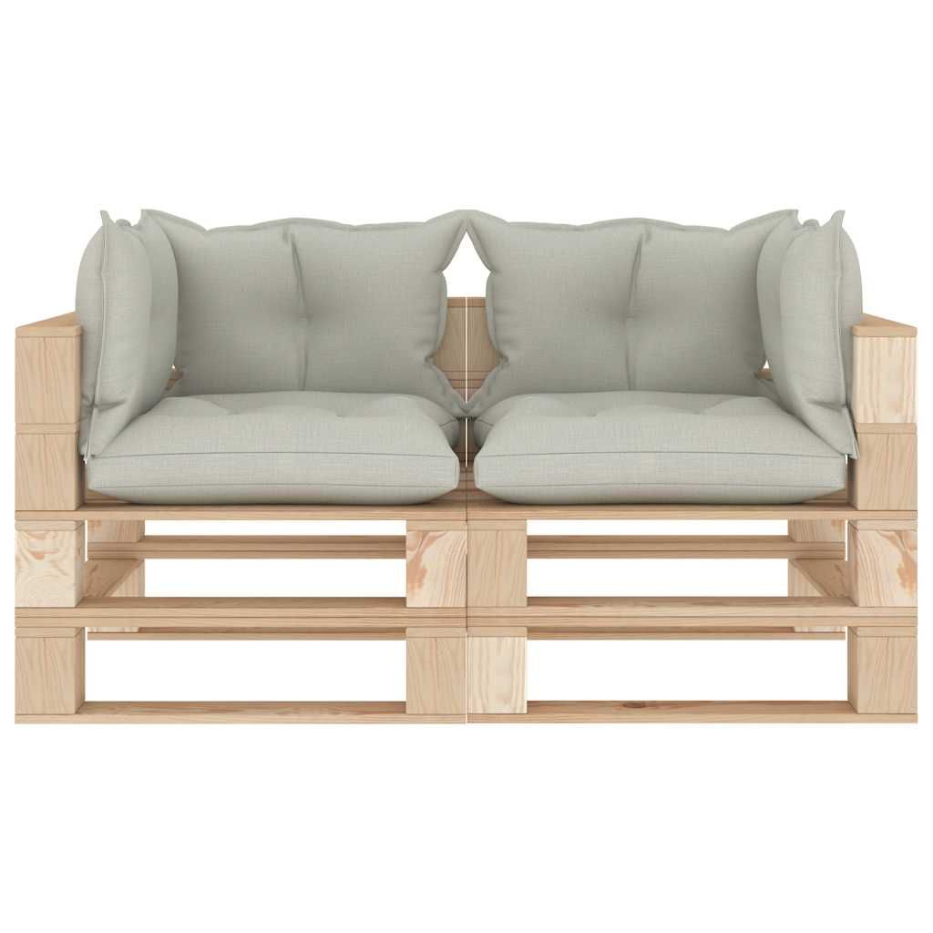 Divano da Giardino in Pallet 2 Posti con Cuscini Beige in Legno vidaXL