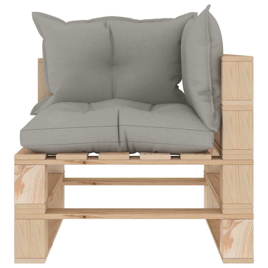 Divano Angolare da Giardino in Pallet e Cuscini Talpa in Legno vidaXL