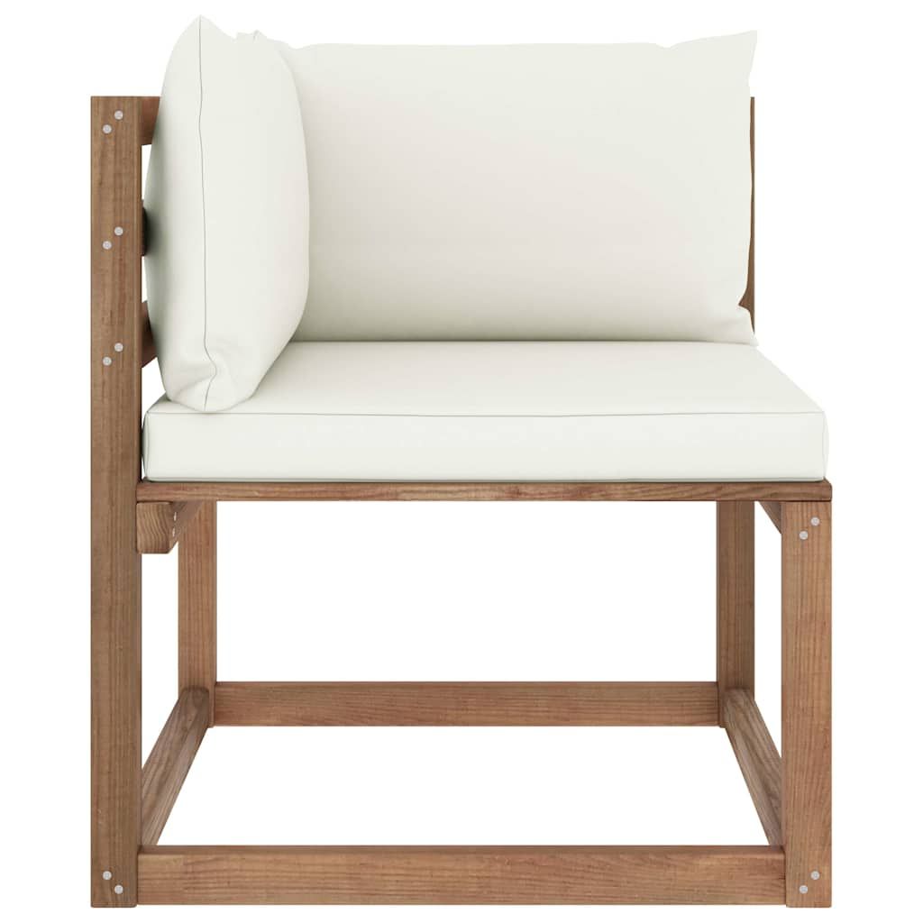 Divano Angolare da Giardino su Pallet con Cuscini Crema vidaXL
