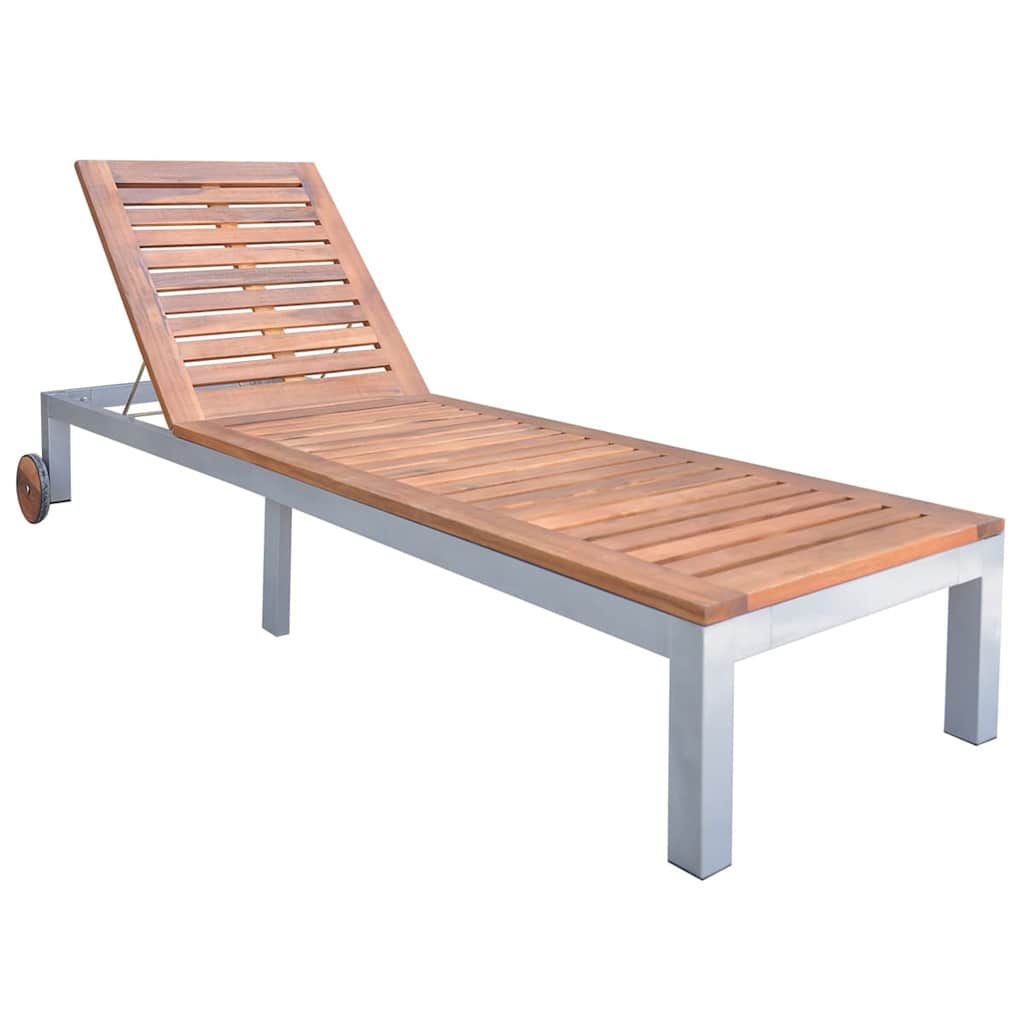 Sdraio con Cuscino Legno Massello di Acacia e Acciaio Zincato vidaXL