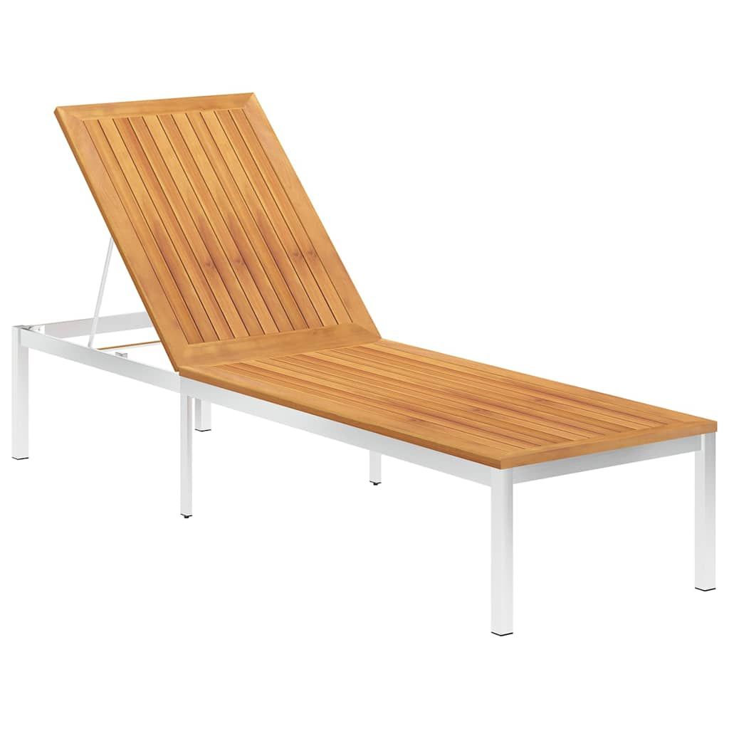 Sdraio con Cuscino in Legno Massello di Acacia e Acciaio Inox vidaXL