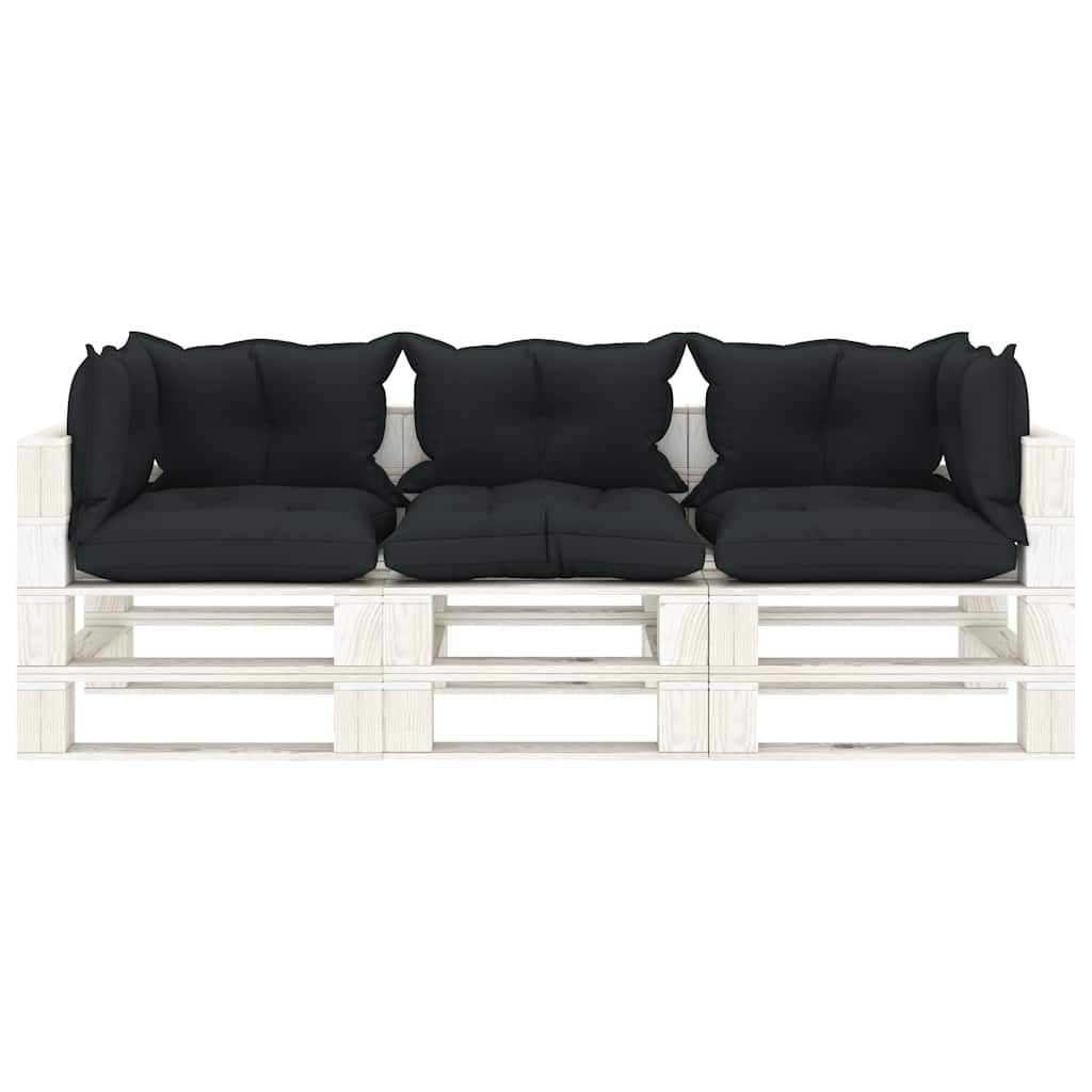 Divano da Giardino Pallet a 3 Posti con Cuscini Antracite Legno vidaXL