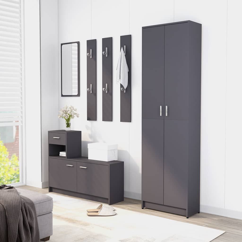 Set di Mobili da Corridoio Grigio in Legno Multistrato vidaXL