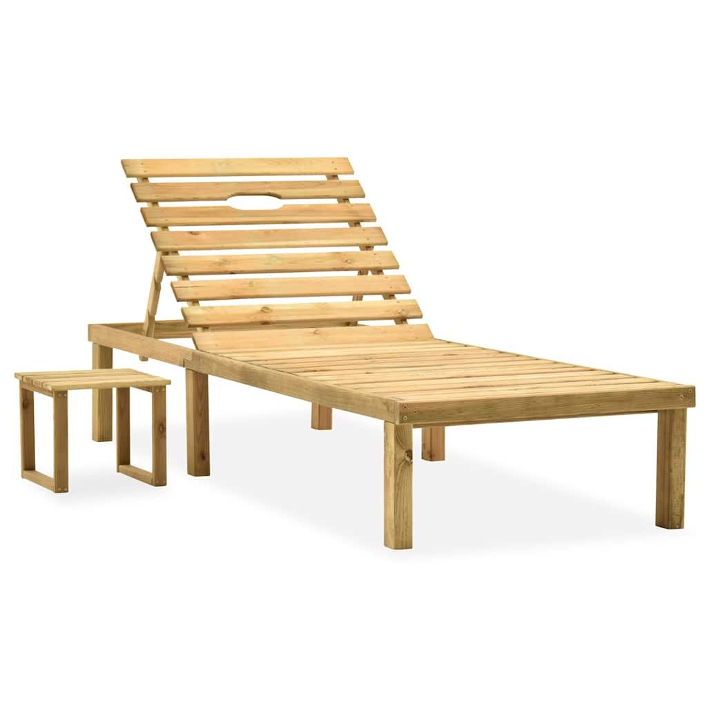 Lettino da Giardino con Tavolino Cuscino Legno Pino Impregnato vidaXL