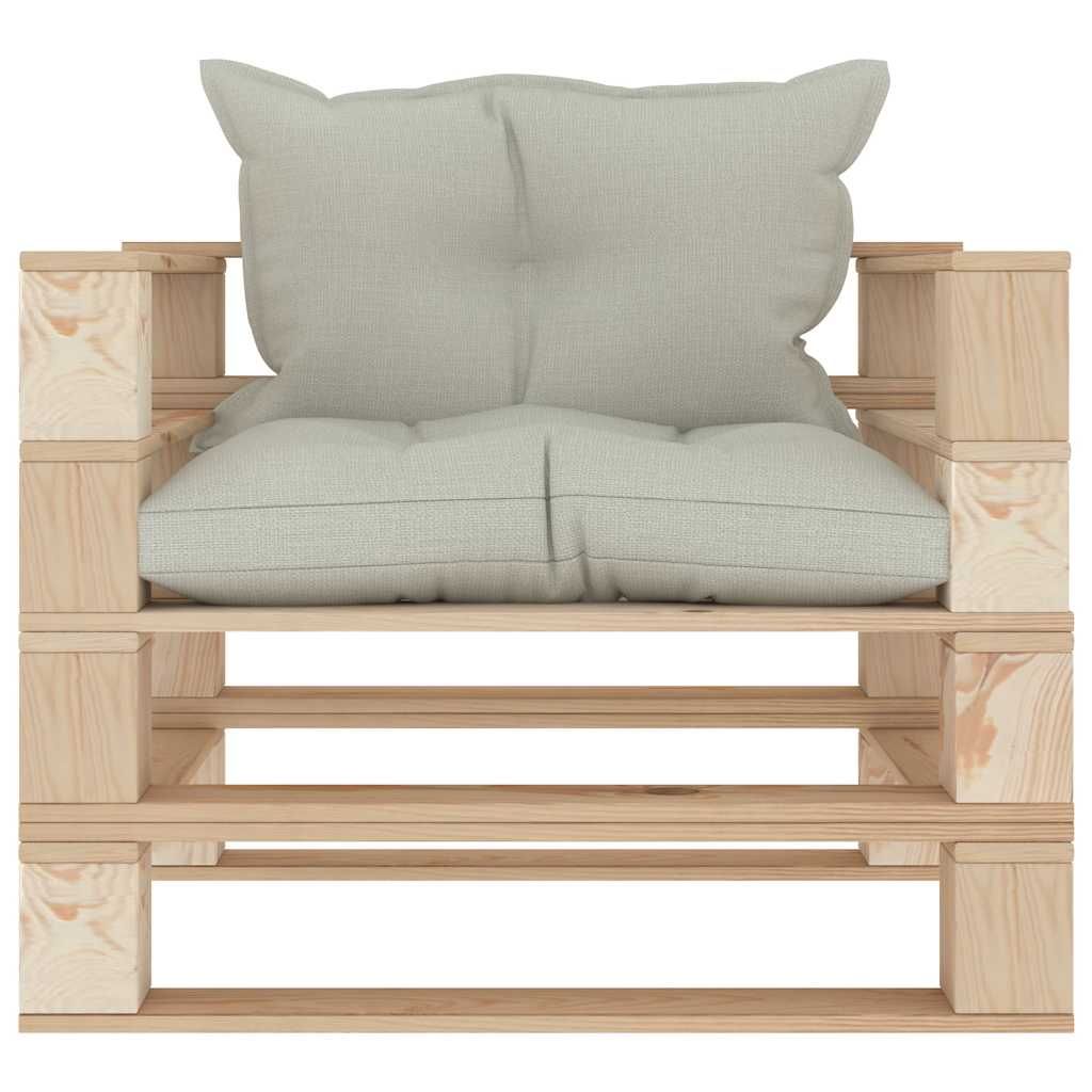 Divano da Giardino in Pallet con Cuscini Beige in Legno vidaXL