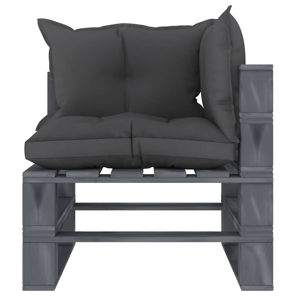 Divano Angolare da Giardino in Pallet con Cuscini Nero in Legno vidaXL