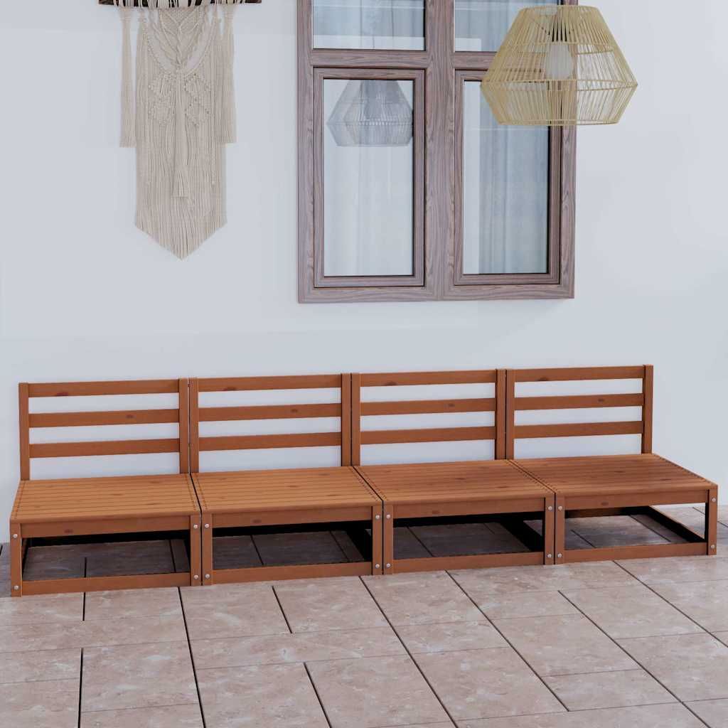 Divano da Giardino 4 Posti Marrone Ambra Legno Massello di Pino vidaXL