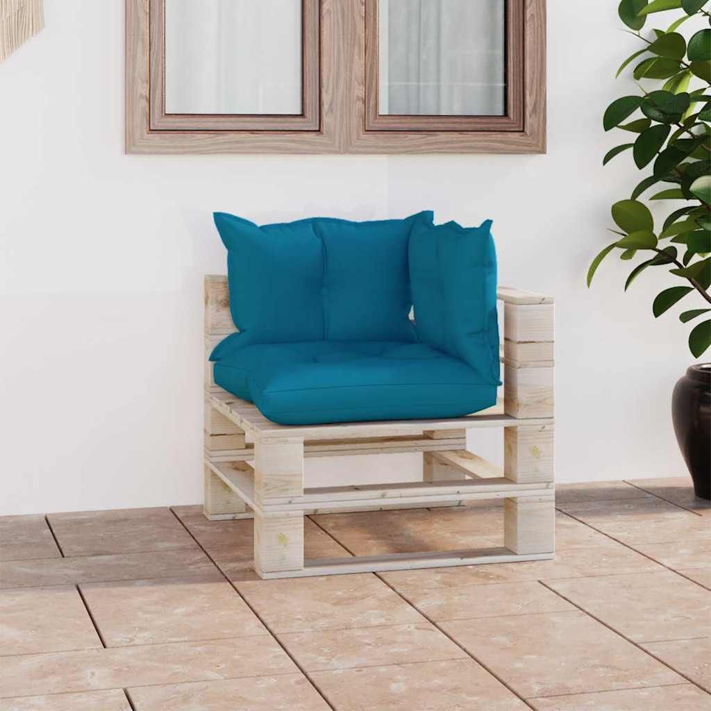 Divano Angolo da Giardino su Pallet e Cuscini in Legno di Pino vidaXL