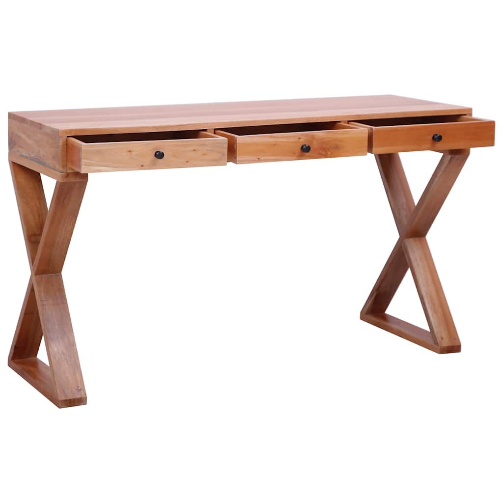 Scrivania per PC Naturale 132x47x77cm Legno Massello di Mogano vidaXL