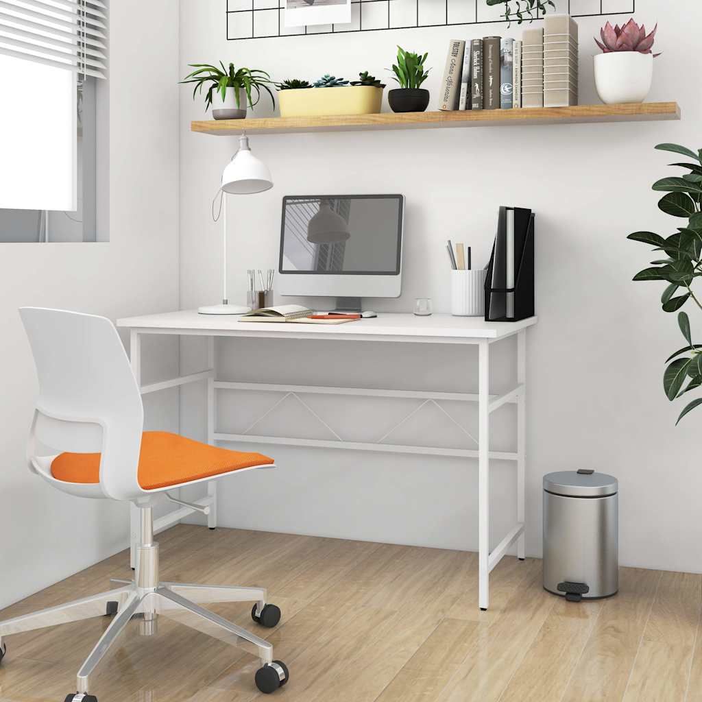 Scrivania per Computer Bianca 105x55x72 cm in MDF e Metallo vidaXL