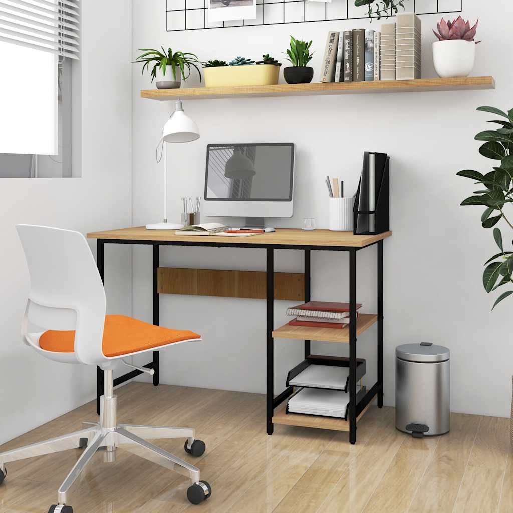 Scrivania Computer Nera e Rovere Chiaro 105x50x72cm MDF Metallo vidaXL