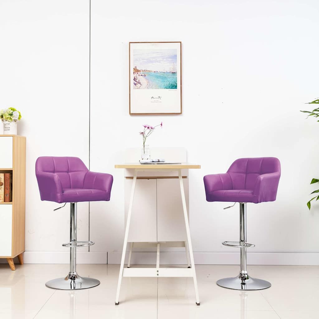 Sgabelli da Bar 2 pz con Braccioli Viola in Similpelle vidaXL