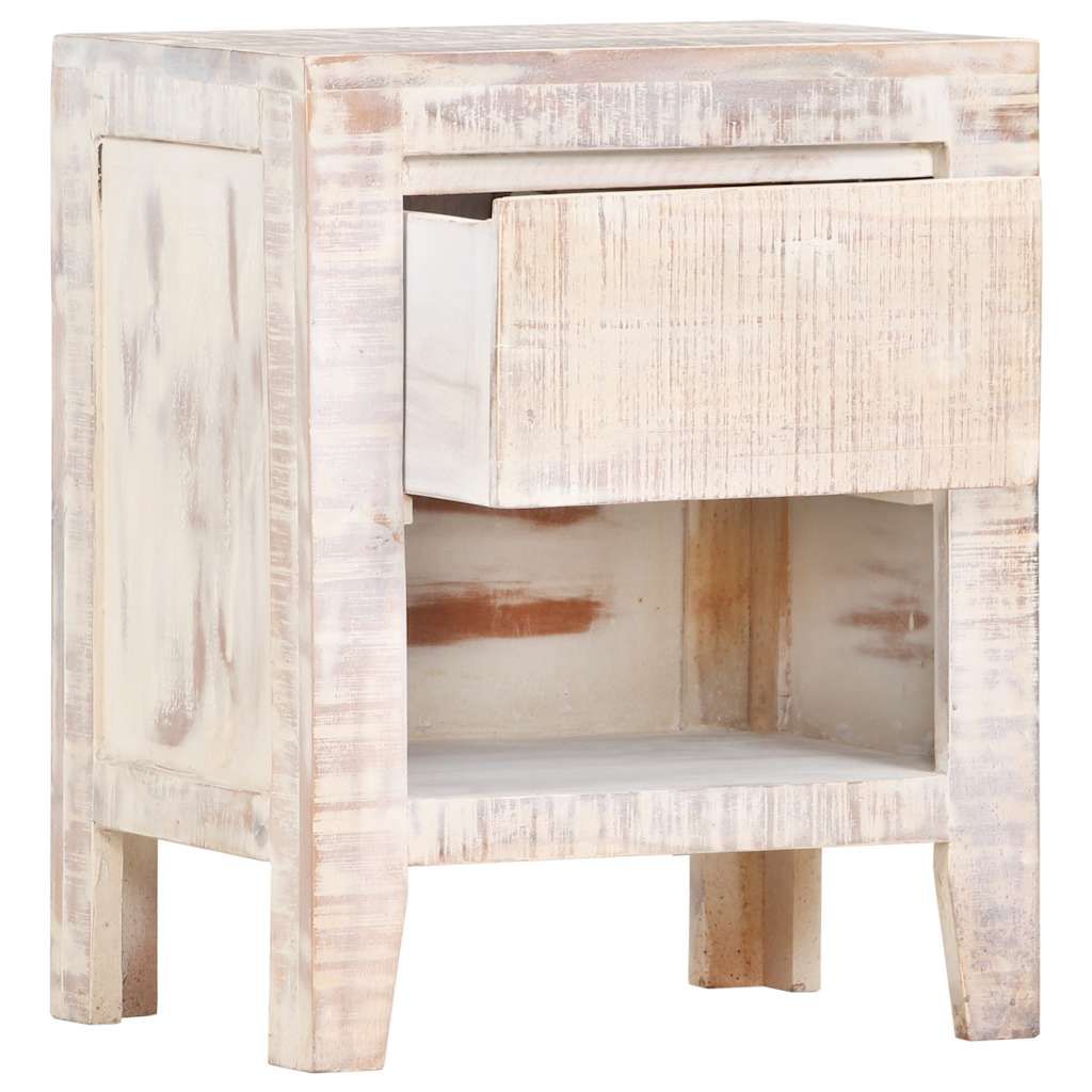 Comodino Bianco 40x30x50 cm in Legno Massello di Acacia vidaXL