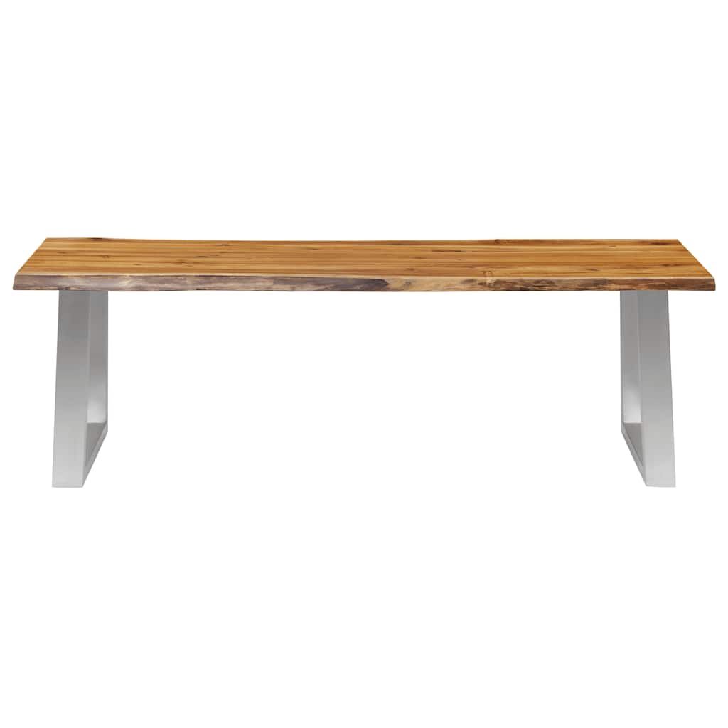 Panca 140 cm in Legno Massello d'Acacia e Acciaio Inox vidaXL